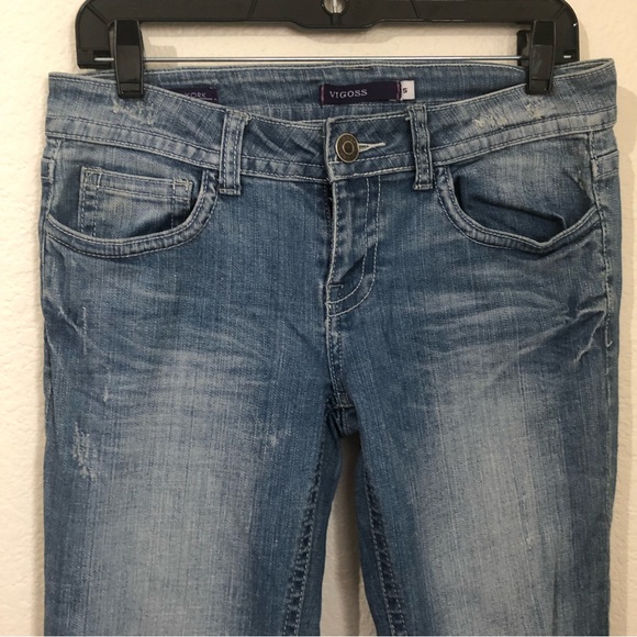 VIGOSS Womens Juniors 5 New York Boot Cut Jeans Light Wash Low Rise - Picture 3 of 14
